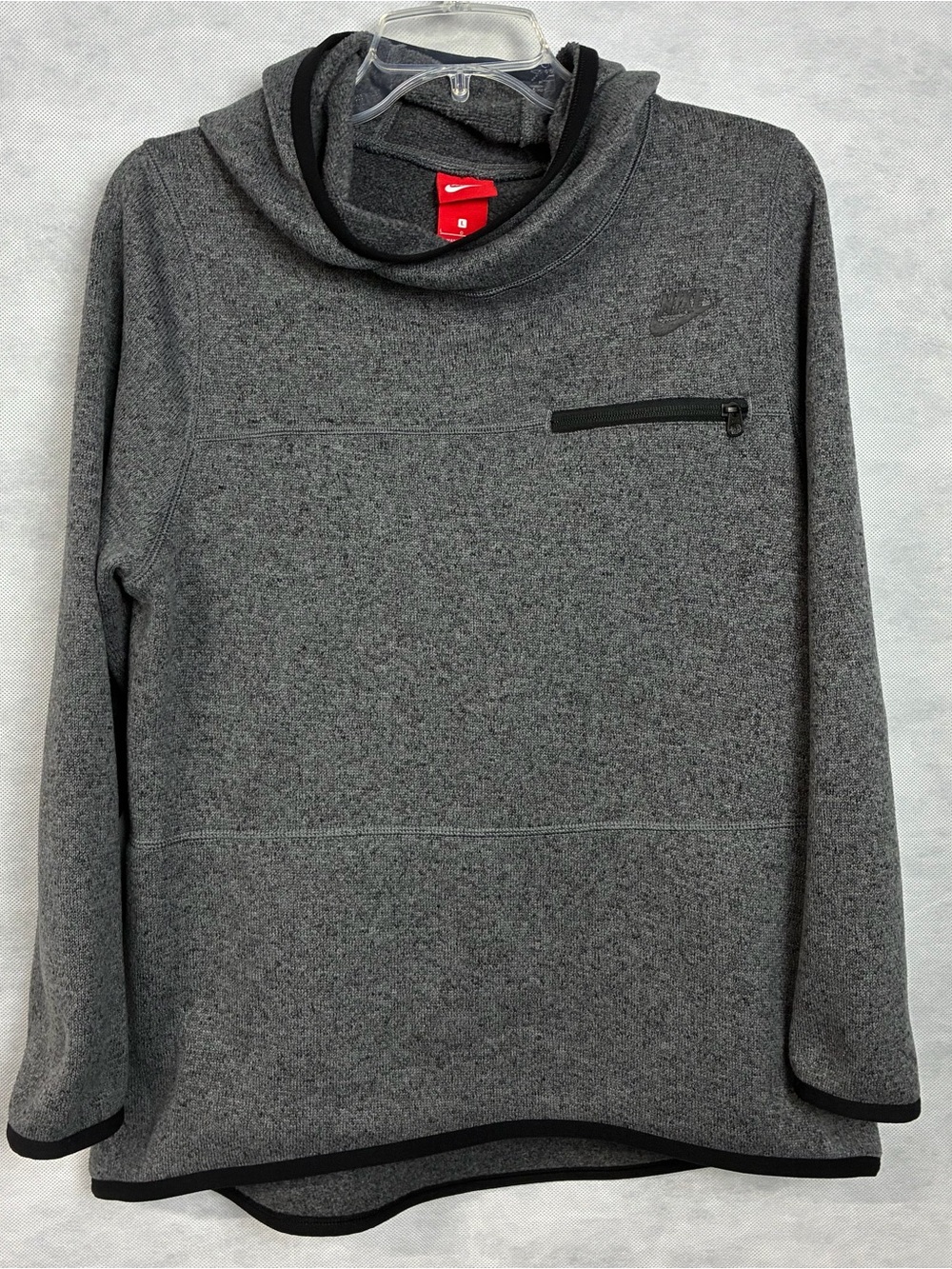 Nike Sportswear Summit Hoodie Womens Sz L Fleece Marled Gray Pullover Sweatshirt